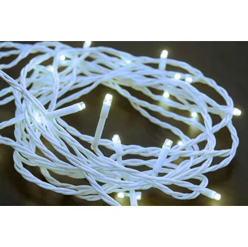 Vánoce Venkovní vánoční LED řetěz, studená bílá, bílý kabel, 30m, 300 LED