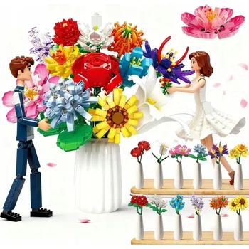 ostatní stavebnice STAVEBNÍ STAVEBNICE VELKÁ KYTICE Z 12 RŮZNÝCH KVĚTIN - 1064 DÍLŮ