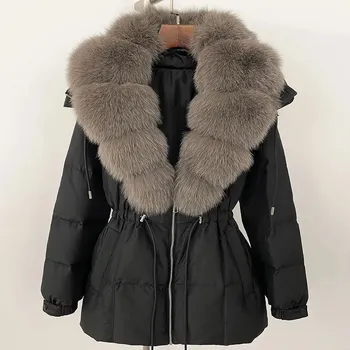 Dámská parka Best Fashion Dámská zimní parka s kapucí z mývalí kožešiny Velikost: S, Barva (Varianta): Black mocha