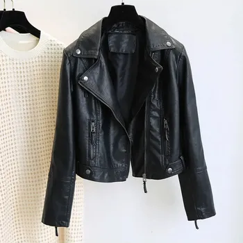 Dámská parka Best Fashion Dámská koženková motorkářská bunda se zipem Velikost: L, Barva (Varianta): Černá