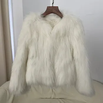 Dámská parka Best Fashion Dámský kožený kabát z pravé mývalí kožešiny Velikost: ONE SIZE, Barva (Varianta): Bílá