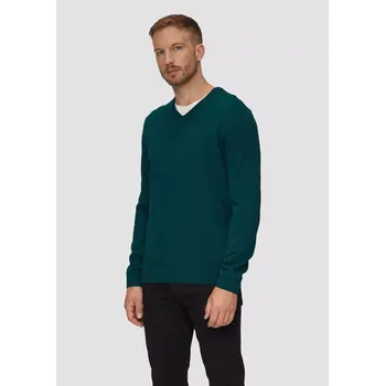Pánský svetr s.Oliver pánský úpletový svetr výstřih do V tmavě zelený Velikost: 3XL