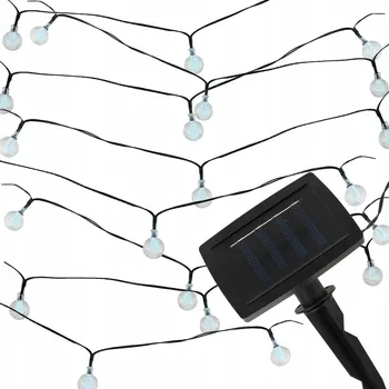 Dekorativní svítidlo SOLÁRNÍ SVĚTLA 20 LED ZAHRADNÍ GIRLANDA SVĚTELNÉ KOULE SVĚTELNÝ ŘETĚZ STUDENÁ BÍLÁ