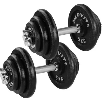 Set kovových činek pro domácí cvičení chrom / černá 2x20 kg