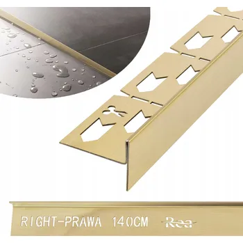 Sprchová vanička Spádová lišta Rea k vaničce, zlatá kartáčovaná, 140 cm, pravá