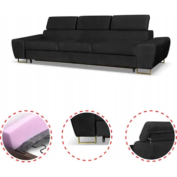 Sedací souprava Rohová sedací souprava Family Meble Bosso 273 x 206 cm, černý velur