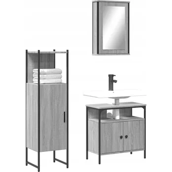 Koupelnový nábytek 3dílná sada koupelnového nábytku, šedý dub sonoma Lumarko!