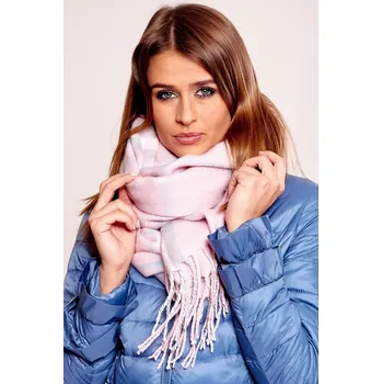 Šála Károvaná dámská šála s třásněmi model 50114 růžová