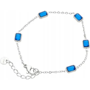 Náramek Dámský náramek stříbrný z chirurgické oceli modrý Akaha