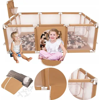 Dětská ohrádka Béžová ohrádka pro děti Hřiště Koš Branky 100 míčků