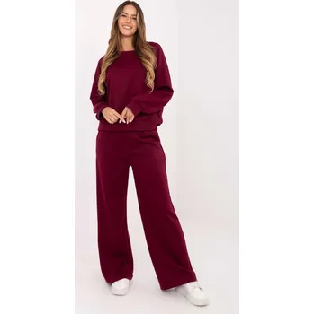 Tepláková souprava bez kapuce model 100115 vínová