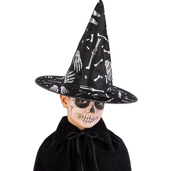 Carnival toys Čarodějnický klobouk s motivem kostí