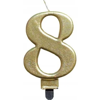 Dortová svíčka Narozeninová svíčka MK Trade číslice 8 zlatá, 8 cm