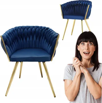 Křeslo Křeslo Family Meble modré sametové s područkami