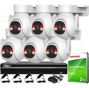 Bezpečnostní kamera WIFI 5MPx monitorovací sada DAHUA pro 6 kamer P5B-PV, otočné, Dual Light, HDD 2TB