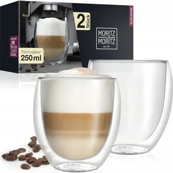 Sklenice Szklanki do cappuccino s dvojitými stěnami, 2 x 250 ml Moritz & Moritz