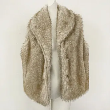 Dámská vesta Best Fashion Dámská vesta z umělé kožešiny s límcem a hřejivou podšívkou Grey two-tone S