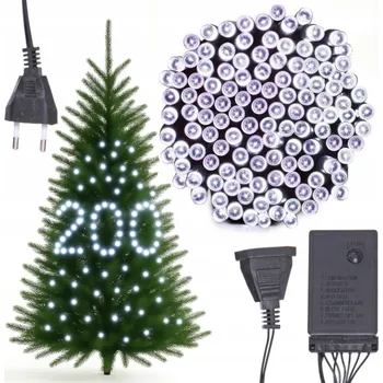 Vánoční dekorace VÁNOČNÍ OSVĚTLENÍ NA STROMEČEK 200 LED STUDENÁ BÍLÁ - SILNÉ, S PROGRAMY