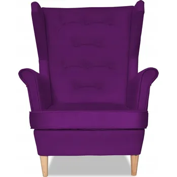 Křeslo Křeslo ušák ARI s podnožkou, skandinávský styl Family Meble fialová švestka