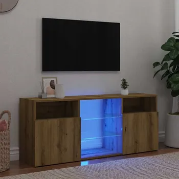 Televizní stolek TV stolek s LED osvětlením, dub artisan, 120x30x50 cm