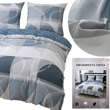 Povlečení Povlečení Saténové 220x200cm Modré Kostkované Tmavě modré