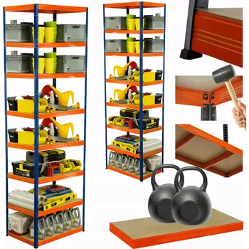 Dílenský regál Kovový regál skladový stojan HELIOS 270x100x30cm 8 polic x 275kg ODOLNÝ VYSOKÝ