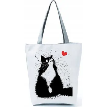 Kabelka DÁMSKÁ TAŠKA PŘES RAMENO VELKÁ NA ZIP S KOČKOU