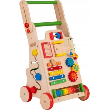 Dětské chodítko Dřevěné interaktivní chodítko odrážedlo Pro Děti KiddyMoon WK-002