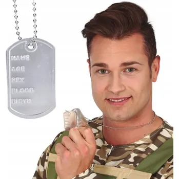 Náhrdelník VOJENSKÝ NÁHRDELNÍK VOJENSKÁ ZNÁMKA STŘÍBRNÝ