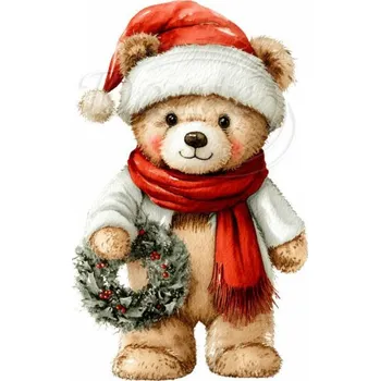 Textilní nažehlovací páska Dante Nažehlovačka Vánoční medvídek s věnečkem - 13 x 20 cm