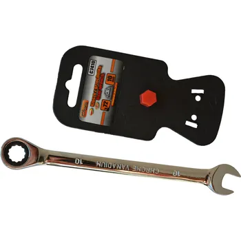 Klíč KLÍČ PLOCHÝ S OČKEM A RÁČNOU 10 MM, 72 ZUBŮ, RICHMANN