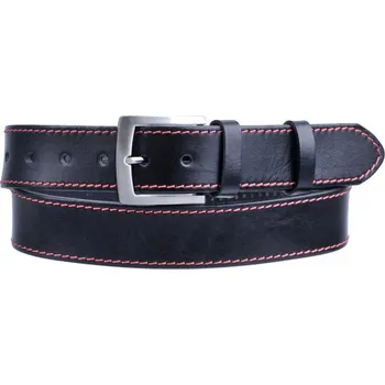 Opasek Pánský kožený pásek černý 25-1-1C-60 115 cm