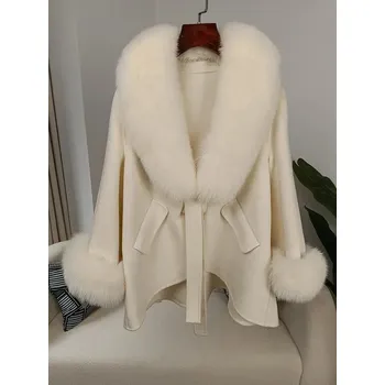 Dámský kabát Best Fashion Dámský kašmírový kabát s odepínacím kožešinovým límcem Velikost: S, Barva (Varianta): Béžová