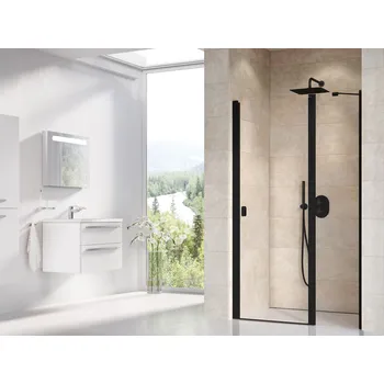 Sprchové dveře Ravak Chrome sprchové dveře 110 cm sklopné černá matný/průhledné sklo 0QVDC300Z1