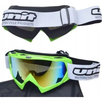 Motocyklové brýle UNIT NO.18 MOTOKROSOVÉ BRÝLE ENDURO MX ATV Zelené Duhové Sklo