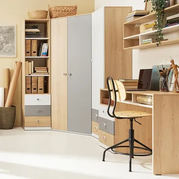 Dětský pokoj Dětský pokoj PIXEL | sestava F | 5 dílů | dub/bílá lux/šedá