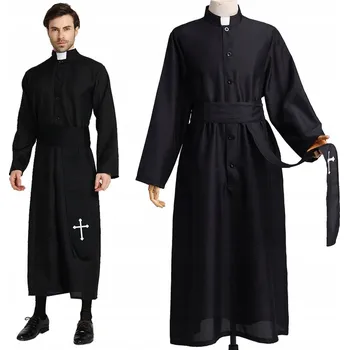 Karnevalový kostým Kostým kněze, sutana, kněz pro dospělé, kostýmový kostým