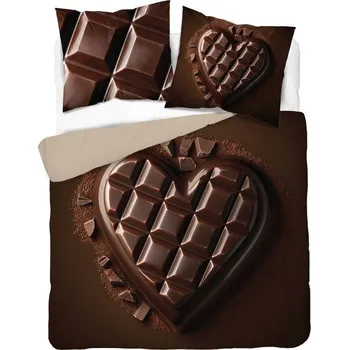 Povlečení DETEXPOL Francouzské povlečení 3D Srdce čokoládové micro Polyester - mikrovlákno, 220/200, 2x70/80 cm