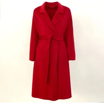 Dámský kabát Best Fashion Dámský kašmírový kabát s dvojitým límcem Velikost: S, Barva (Varianta): Červená