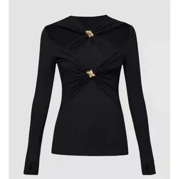 Dámský kožich Best Fashion Dámský pružný svetr s dekorativními uzly a jemnými průřezy Velikost: S, Barva (Varianta): Černá