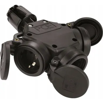 Elektrická zásuvka PCE 253622-sxs Gumová T-rozdělovač 16A 230V IP44 SCHUKO