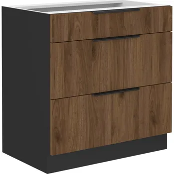 MONZA o | dolní skříňka 80 D 3S se zásuvkami PREMIUM BOX | 80 cm | černá/ořech okapi