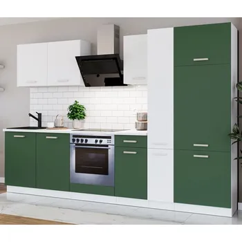 Kuchyňská linka Kuchyňská linka TONI | 290 cm | S PRACOVNÍ DESKOU | bílá/labrador zelená