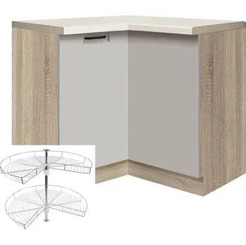 Kuchyňská skříňka FAVORIT s | dolní skříňka FL-16D s otočnou policí | 90x90 cm | šedá lesk | VÝBĚR KORPUSU