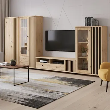 Obývací stěna Obývací stěna se skříní CALI | 4 díly | 420 cm | sestava D | artisan