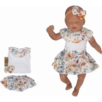 Kojenecký body Z&Z Mušelínové tilko, kraťasy se sukničkou + čelenka, 3D sada, Květy Z&Z, bílá Velikost: 92 (18-24m)