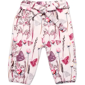 Kojenecký body Baby Nellys Tepláčky s ozdobným páskem Motýlci - růžová Velikost: 74 (6-9m)