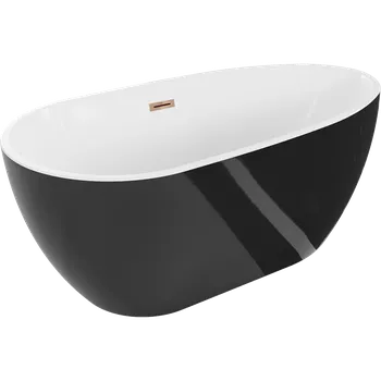 Vana Mexen Eos volně stojící vana 150 x 75 cm, bílá/černá, přepad růžové zlato - 52471507575-60 Volně stojící vany