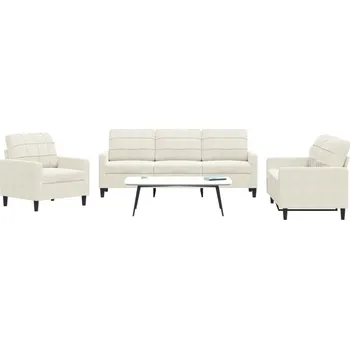 Pohovka zahrada-XL 3dílná sedací souprava s poduškami krémová samet 3278359