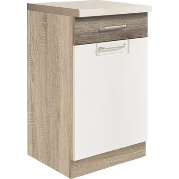 ECONO wh | dolní skříňka ECO-3D se zásuvkou a policí | bílá lesk/san remo | VÝBĚR KORPUSU a KOVÁNÍ